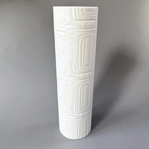 HEINRICH white bisque porcelain vase, Vintage, Op Art, 1970s, Germany