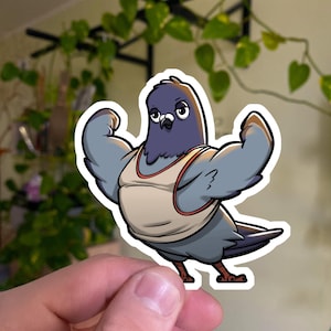 Sticker culturiste pigeon de gym drôle, sticker fitness, sticker numérique, sticker planificateur d&#39;entraînement, motivation à la salle de sport