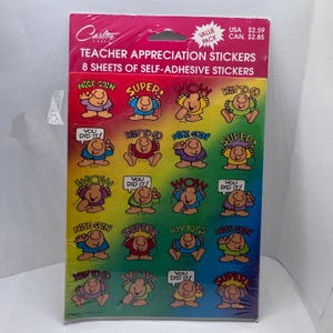 Confezione di adesivi Vintage Ziggy Rewards. Set SIGILLATO di 8 fogli!! Carlton Cards. Confezione risparmio NOS. Adesivi di apprezzamento per gli insegnanti.