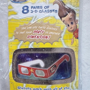 Vintage Jimmy Neutron 3D Party Glasses 00s Cartoon Characters Party Supplies na przyjęcia urodzinowe, imprezy tematyczne i nostalgiczne uroczystości