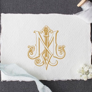 Vintage Monogram MJ JM Digital Download M J