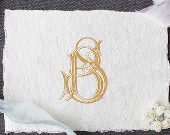 Vintage Monogram BS SB Digital Download B S