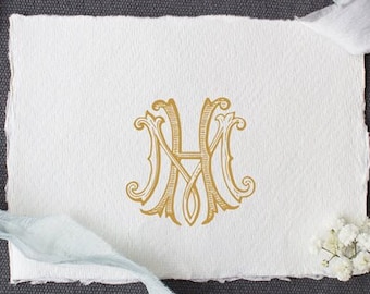 Vintage Monogram HM MH Digital Download  H M
