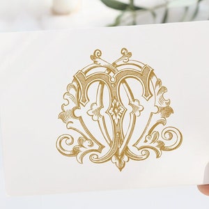 Vintage Monogram MT TM Digital Download M T