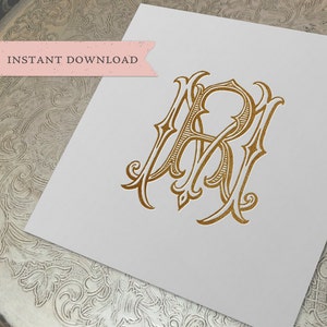 Digital Wedding Monogram GM MG Wedding Monogram Vintage 