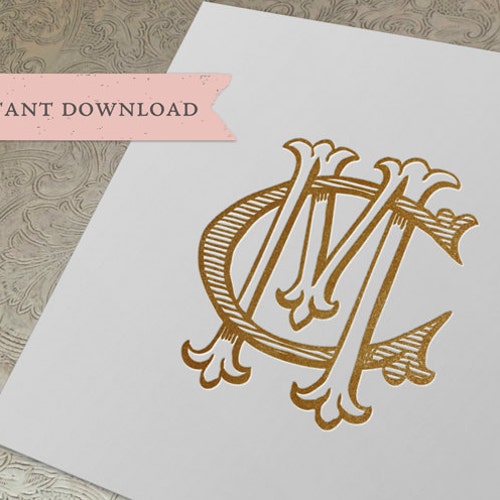 Vintage Monogram MC CM Digital Download M C - Etsy