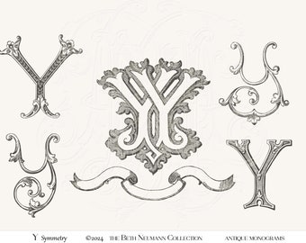 Antique Monogram Graphic set The Beth Neumann Collection Symmetry Y