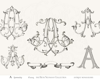 Antique Monogram Graphic set The Beth Neumann Collection Symmetry A