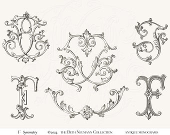 Antique Monogram Graphic set The Beth Neumann Collection Symmetry F