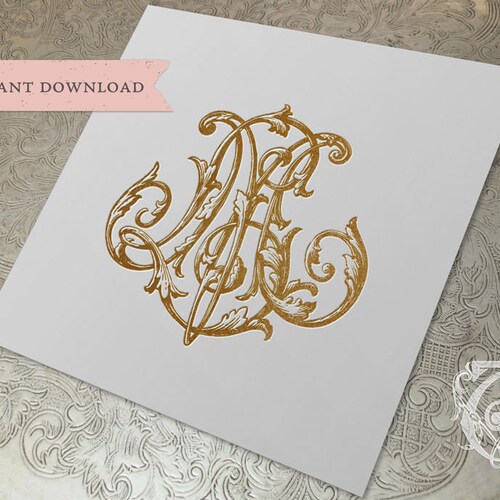 Vintage Monogram LM ML Digital Download L M - Etsy