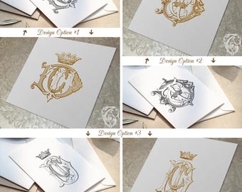 CUSTOM Three Initial Antique MONOGRAM - Etsy