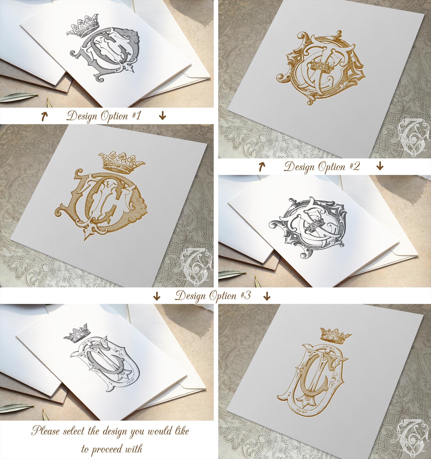 CUSTOM Three Initial Antique MONOGRAM - Etsy