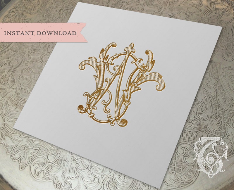 Vintage Monogram Wj Jw Digital Download W J