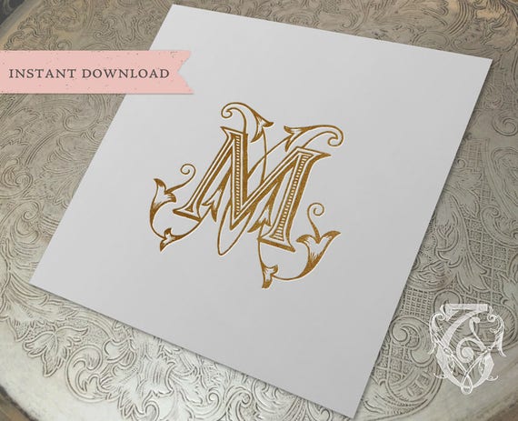 Vintage Monogram MM Digital Download Double M 