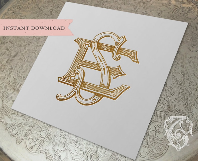 Vintage Monogram SE ES Digital Download E S - Etsy
