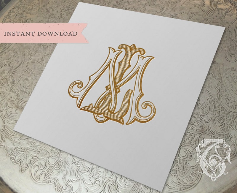 Monogram Lmm Vintage Monogram LM ML Digital Download L M - Etsy