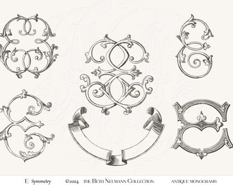 Antique Monogram Graphic set The Beth Neumann Collection Symmetry E