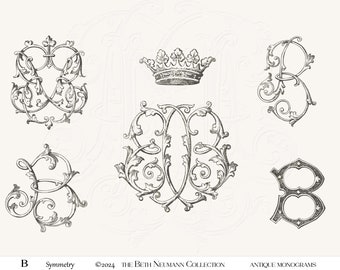 Antique Monogram Graphic set The Beth Neumann Collection Symmetry B Crown