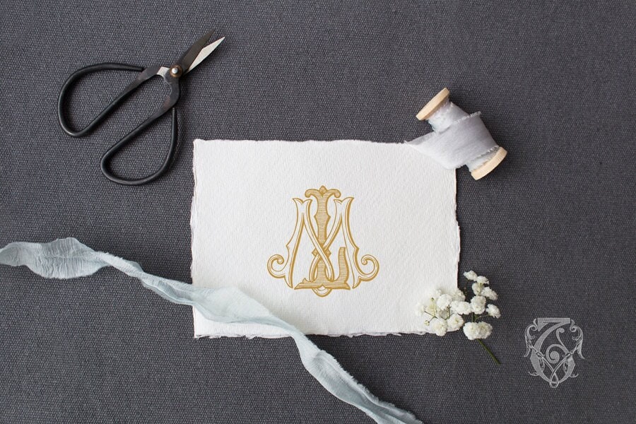 Vintage Monogram LM ML Digital Download  L M
