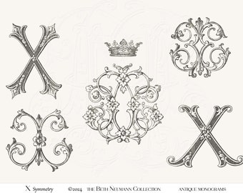 Antique Monogram Graphic set The Beth Neumann Collection Symmetry X Crown