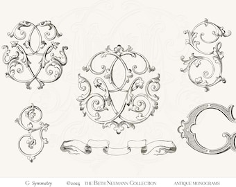 Antique Monogram Graphic set The Beth Neumann Collection Symmetry G