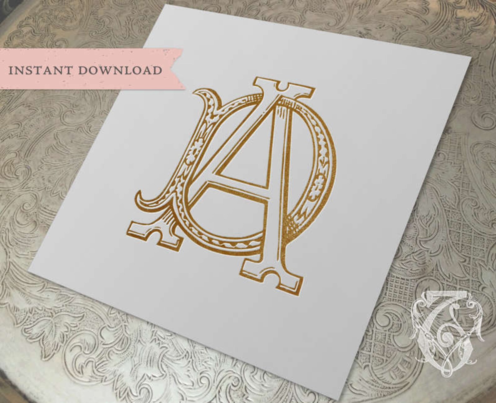 Ad Monogram Pattern Vintage Monogram AD DA Digital Download D A - Etsy