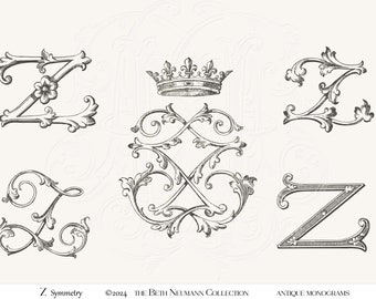 Antique Monogram Graphic set The Beth Neumann Collection Symmetry Z Crown