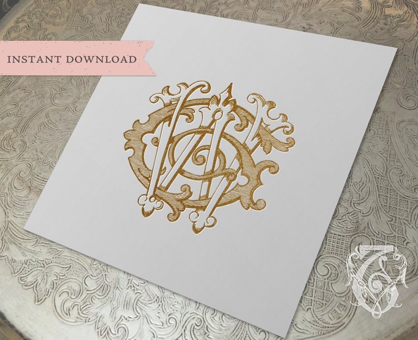 Vintage Monogram GW WG Digital Download W G - Etsy