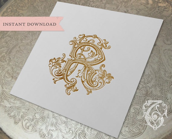 Vintage Wedding Duogram Monogram Rr Double R Digital Download Etsy