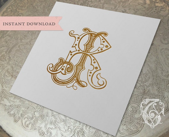 Vintage Monogram Jr Rj Digital Download J R Etsy Hong Kong