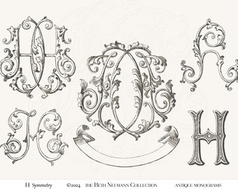 Antique Monogram Graphic set The Beth Neumann Collection Symmetry H