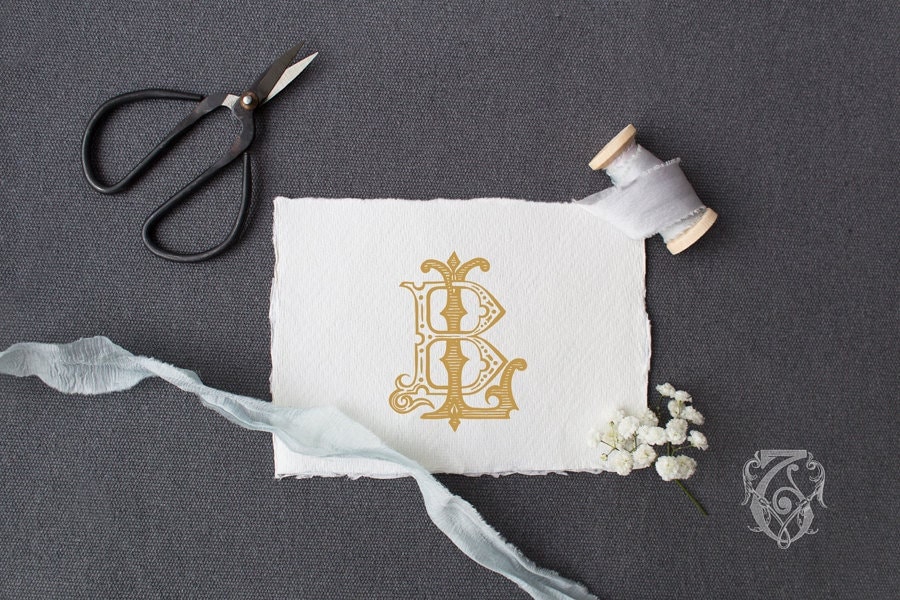 Vintage Monogram LB BL Digital Download B L - Etsy