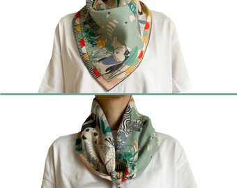 Jungle Drum - unique illustration designed linen scarf
