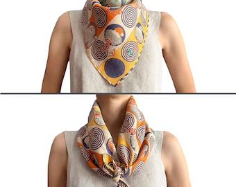 Elephant Circle - unique illustration designed linen scarf & bandana