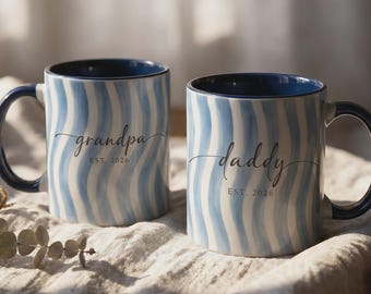 Personalisierte Opa-Tasse: Gestreifte Kaffeetasse, Geschenk für Großeltern, Vatertagsgeschenk für Papa, Opa