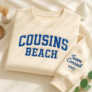 Cousins Beach Embroidered Sweatshirt, TSITP Shirt, Team Conrad, Team Jeremiah, Summer Vibes, Bookish Merch, Summer Vibe Gift, Gift For Her