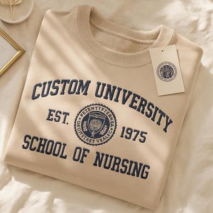 Custom University Embroidered Sweatshirt, Custom College Hoodie, Personalized School Sweatshirt, University Shirt, College Graduation Gift