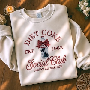 Embroidered Diet Coke Social Club Sweatshirt, Coke Hoodie, Diet Coke Drinkers Sweatshirt, Coke Coquette Sweatshirt,Diet Coke Fan Sweater