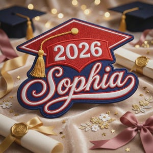 Personalized Graduation Patch Custom Name, Embroidered Iron On Patch for Backpack, Graduation Gift for Her, Senior Class Patch, Custom Badge