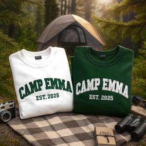 Custom Camp Bachelorette Party Embroidered SweatShirt, Mountain Bride Tee Camp Camping Tees Camp Themed Lake Bachelorette Shirts Camping Tee