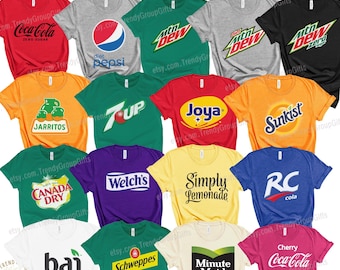 Soda Drinks Group Holiday Shirts Group Soda Tshirt Soft Drink Costume Youth Cheer Shirt Friend Work Office Teacher Holiday Women Costume