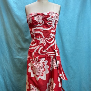 Red and white hibiscus cheap dress