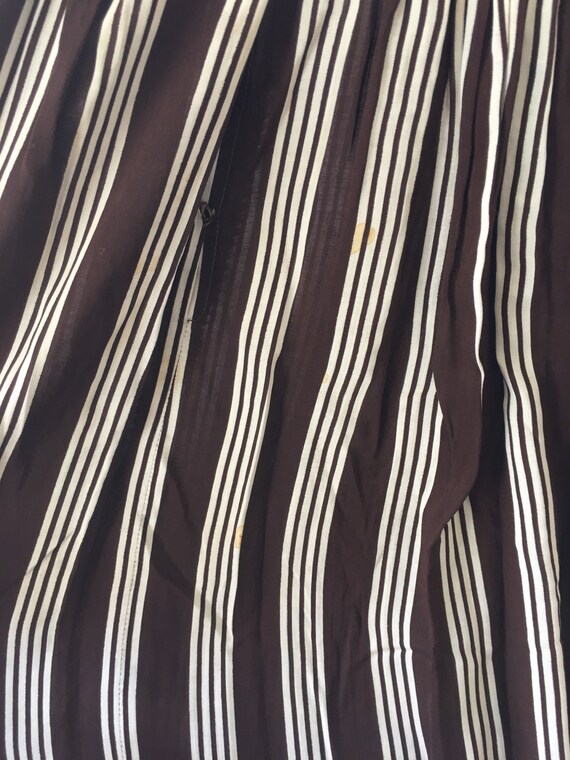 1940s W:30 brown white stripe sheer rayon balloon… - image 6