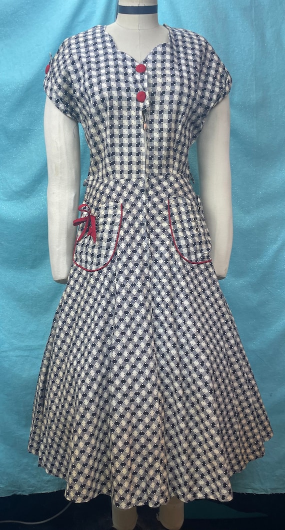 1940s/1950s W:28 Novelty Dice Checker Plaid Day Dr