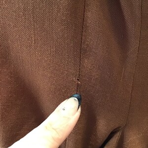 1940’s/1950’s W:28 Mademoiselle Juliette Rayon linen collar pockets A-line skirt chocolate brown belt bild 8