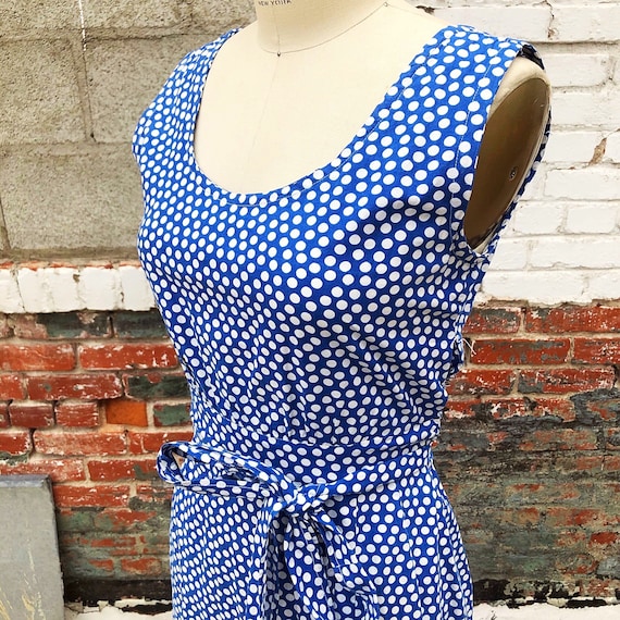 1930s/1940s W:24 blue white polka dot cotton feeds