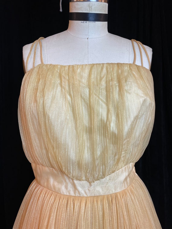 1950s Cut Out Black & Nude Full Skirted Summer Dress