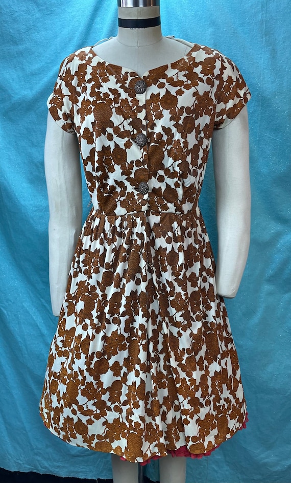 1950s/1960s W:29” Kathi Originals Nylon Brown Whi… - image 1