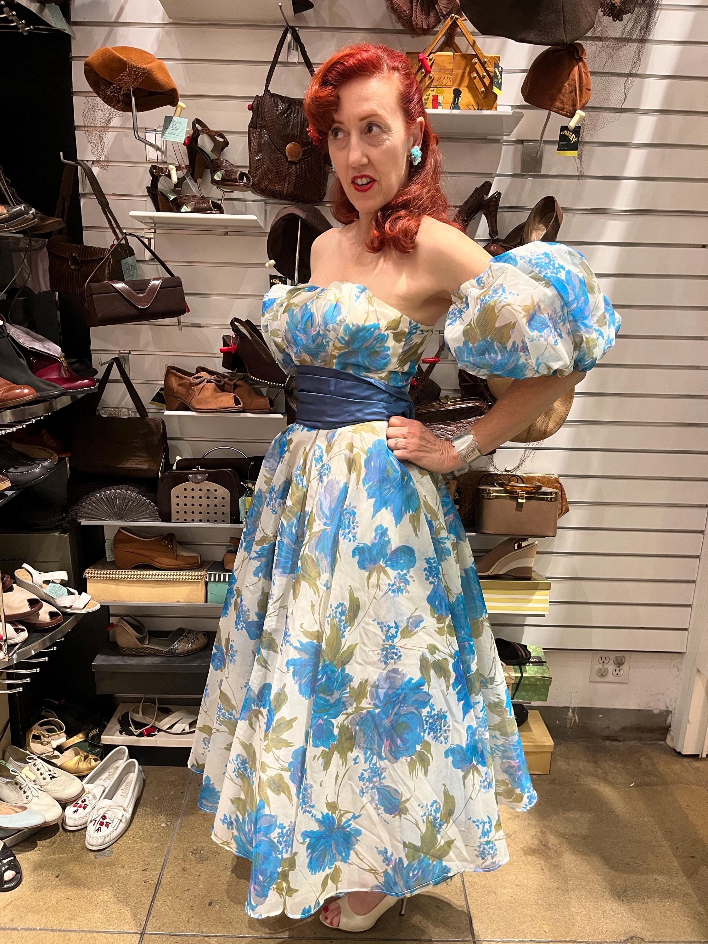 1940s Blue Floral Dress - Etsy