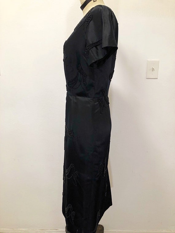 1950s/1960s W:33 VOLUP LBD black silk satin beade… - image 3